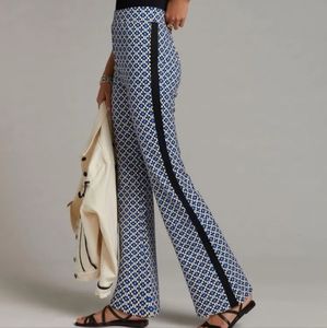 Maeve Anthropologie Pull On Bootcut Pants Geometric Womens XS Blue Motif